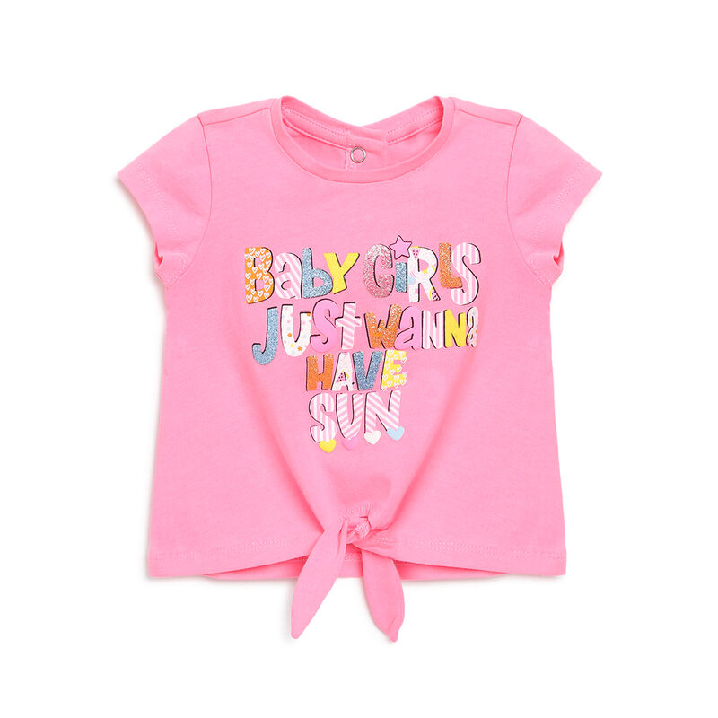 Girls Medium Pink Printed Short Sleeve T-shirt image number 0